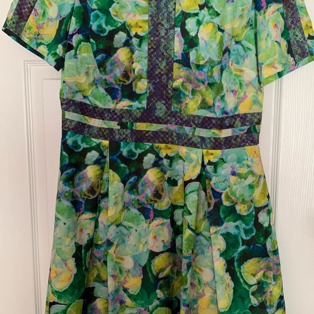 Green and Blue A-Line Dress